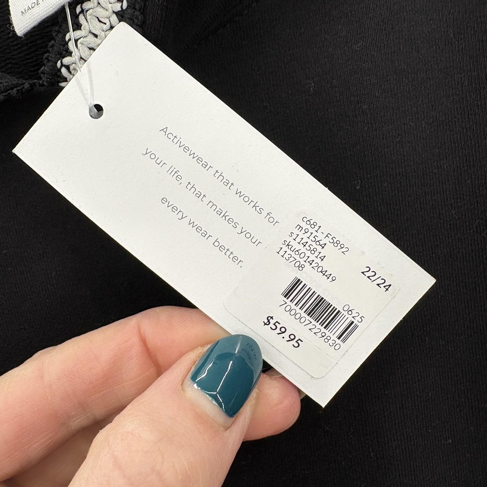 LIVI Lane Bryant Black Short-Sleeve Hooded Sweatshirt with White Trim, like NEW! - Picture 5 of 12